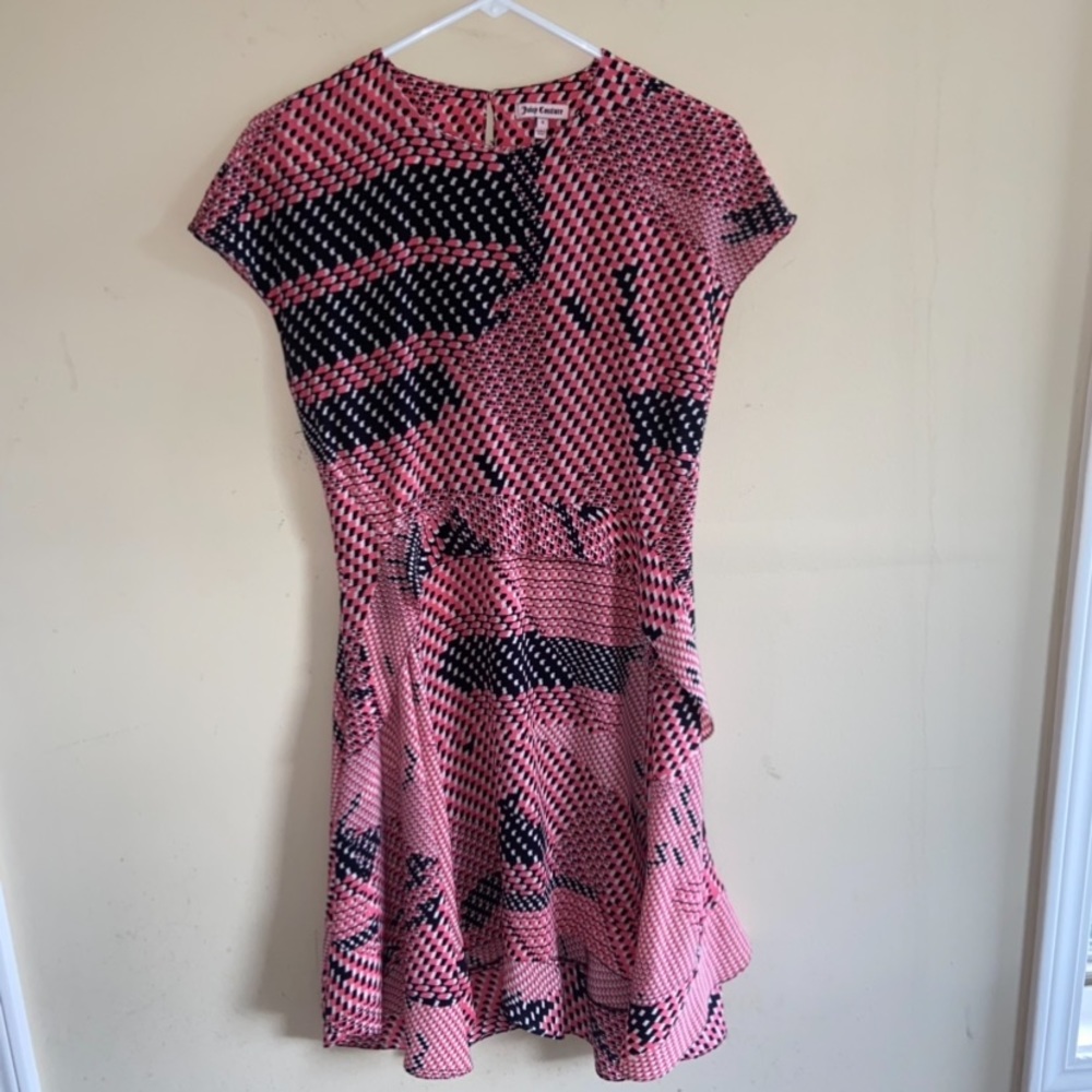 Juicy Couture Vibrant Geometric Printed Silk Dress